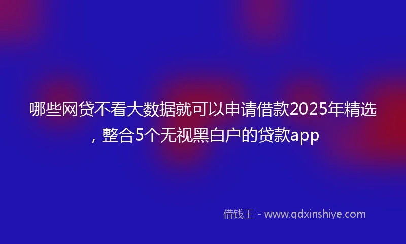 哪些网贷不看大数据就可以申请借款2025年精选，整合5个无视黑白户的贷款app