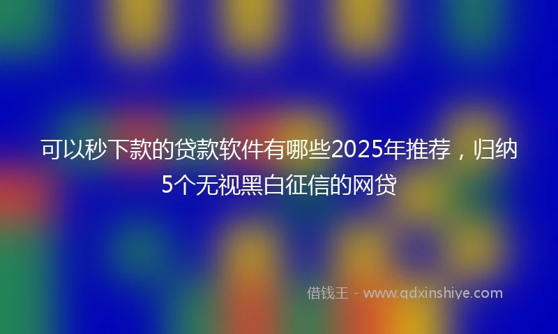 可以秒下款的贷款软件有哪些2025年推荐,归纳5个无视黑白征信的网贷