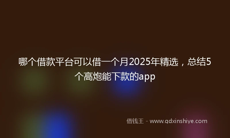 哪个借款平台可以借一个月2025年精选，总结5个高炮能下款的app