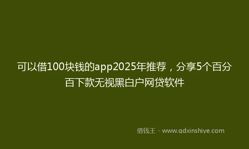 可以借100块钱的app2025年推荐，分享5个百分百下款无视黑白户网贷软件