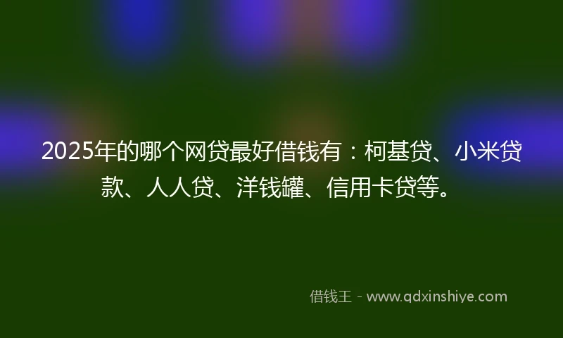 2025年的哪个网贷最好借钱有:柯基贷、小米贷款、人人贷、洋钱罐、信用卡贷等。