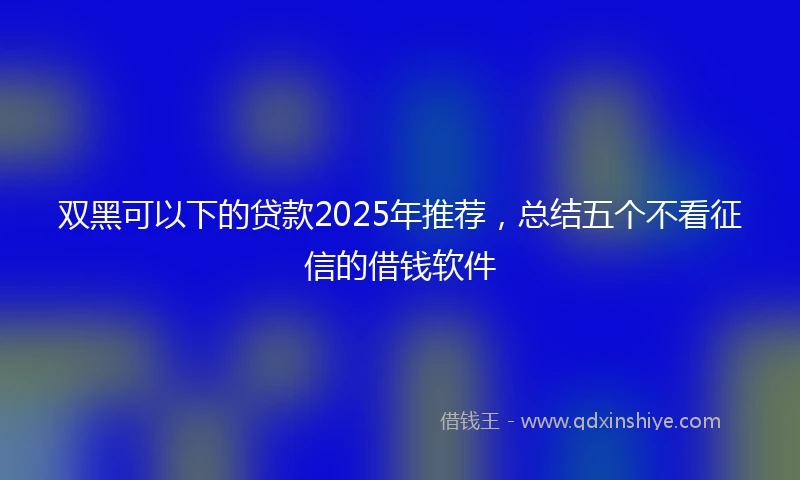 双黑可以下的贷款2025年推荐，总结五个不看征信的借钱软件
