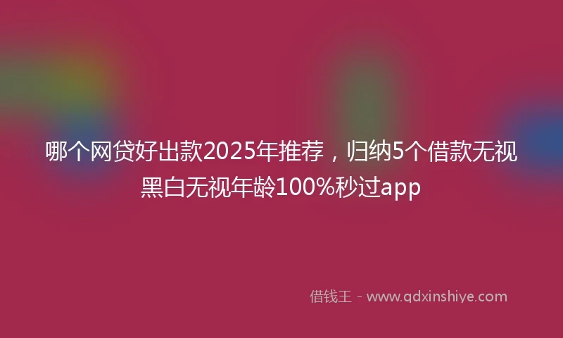 哪个网贷好出款2025年推荐，归纳5个借款无视黑白无视年龄100%秒过app