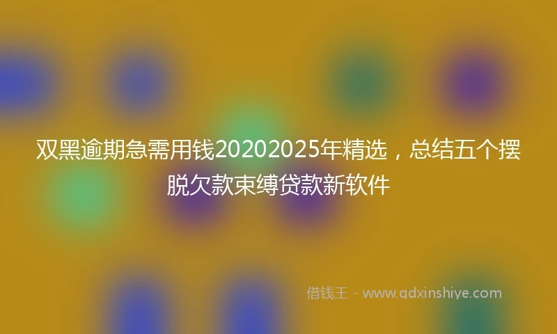双黑逾期急需用钱20202025年精选,总结五个摆脱欠款束缚贷款新软件