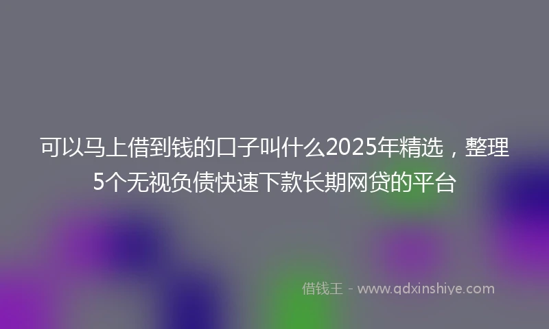 可以马上借到钱的口子叫什么2025年精选,整理5个无视负债快速下款长期网贷的平台