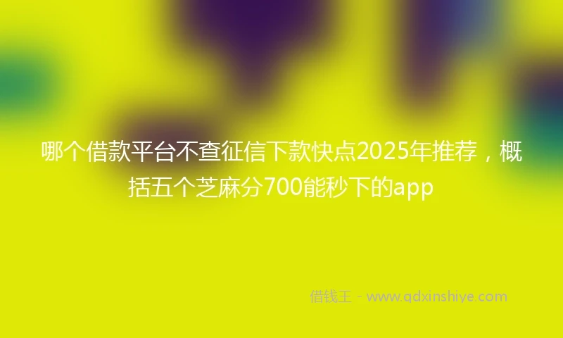 哪个借款平台不查征信下款快点2025年推荐，概括五个芝麻分700能秒下的app