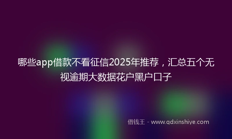 哪些app借款不看征信2025年推荐，汇总五个无视逾期大数据花户黑户口子