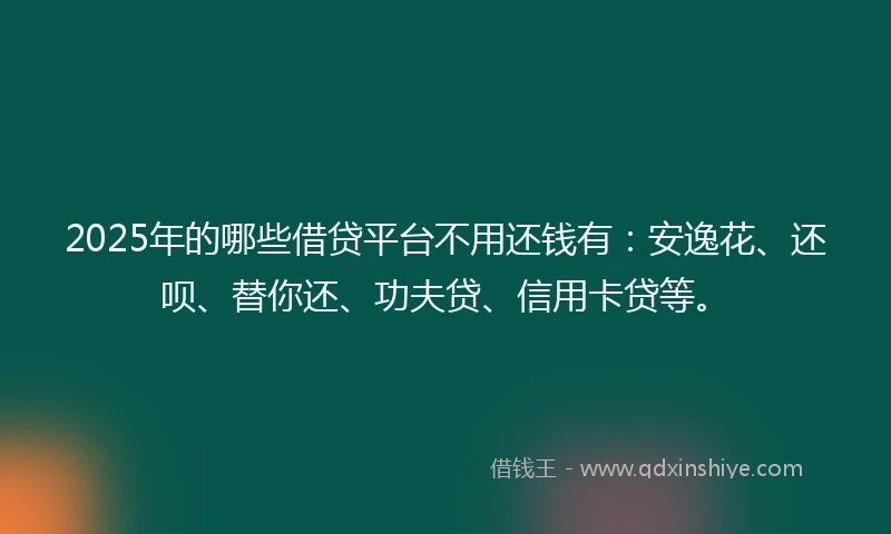 2025年的哪些借贷平台不用还钱有：安逸花、还呗、替你还、功夫贷、信用卡贷等。