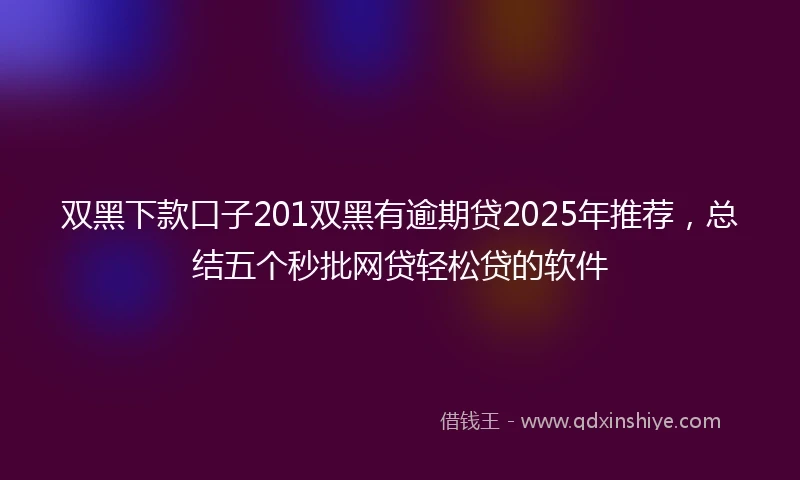 双黑下款口子201双黑有逾期贷2025年推荐，总结五个秒批网贷轻松贷的软件