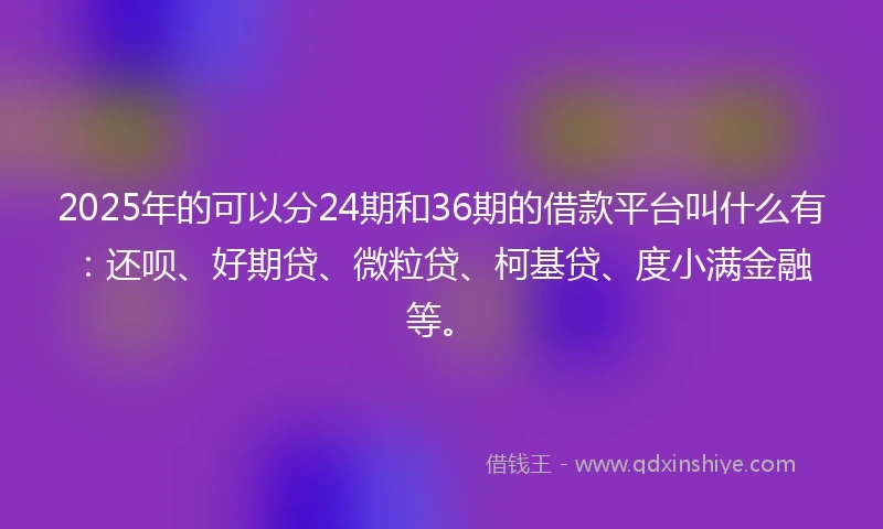 2025年的可以分24期和36期的借款平台叫什么有：还呗、好期贷、微粒贷、柯基贷、度小满金融等。