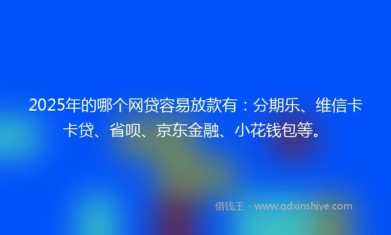 2025年的哪个网贷容易放款有：分期乐、维信卡卡贷、省呗、京东金融、小花钱包等。