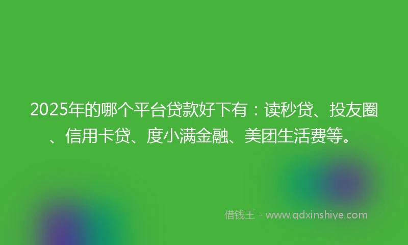 2025年的哪个平台贷款好下有：读秒贷、投友圈、信用卡贷、度小满金融、美团生活费等。