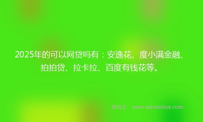 2025年的可以网贷吗有：安逸花、度小满金融、拍拍贷、拉卡拉、百度有钱花等。