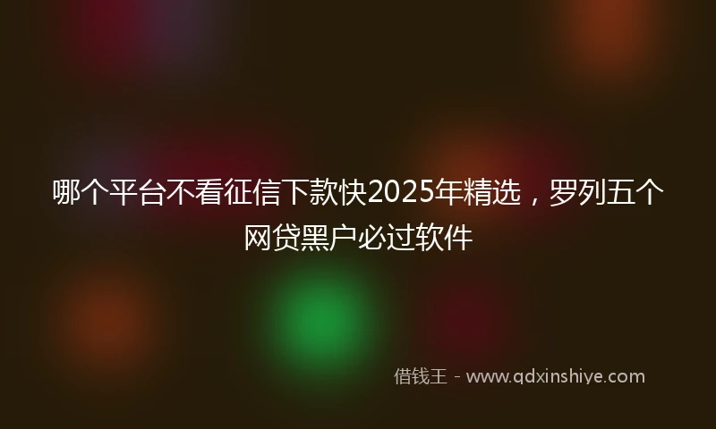 哪个平台不看征信下款快2025年精选，罗列五个网贷黑户必过软件