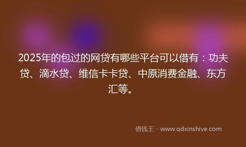 2025年的包过的网贷有哪些平台可以借有：功夫贷、滴水贷、维信卡卡贷、中原消费金融、东方汇等。