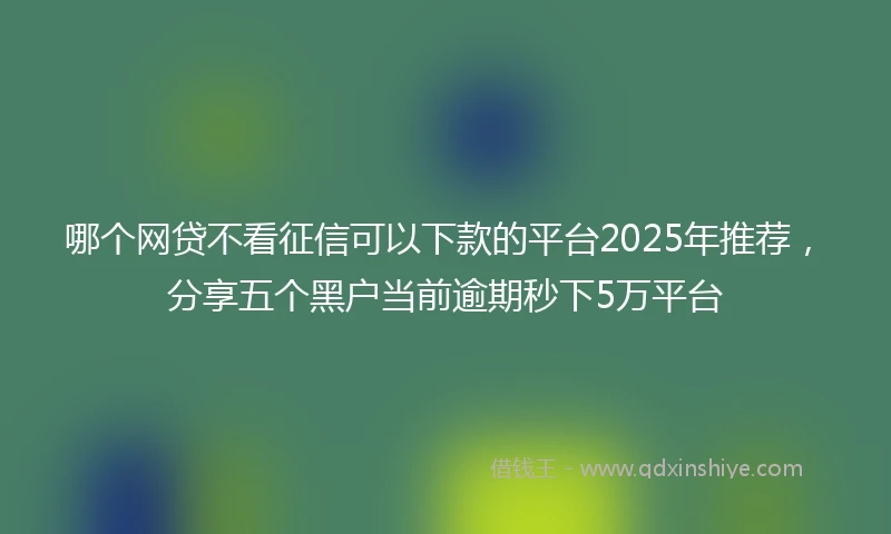 哪个网贷不看征信可以下款的平台2025年推荐，分享五个黑户当前逾期秒下5万平台