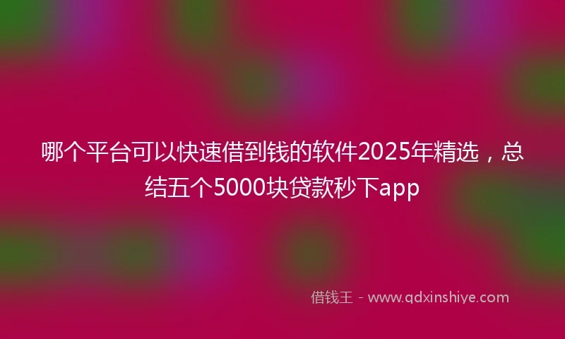 哪个平台可以快速借到钱的软件2025年精选，总结五个5000块贷款秒下app