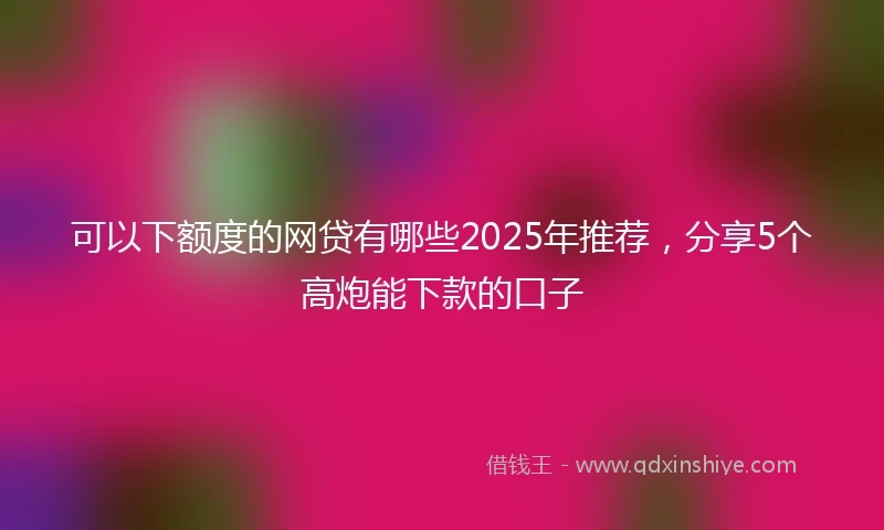 可以下额度的网贷有哪些2025年推荐，分享5个高炮能下款的口子