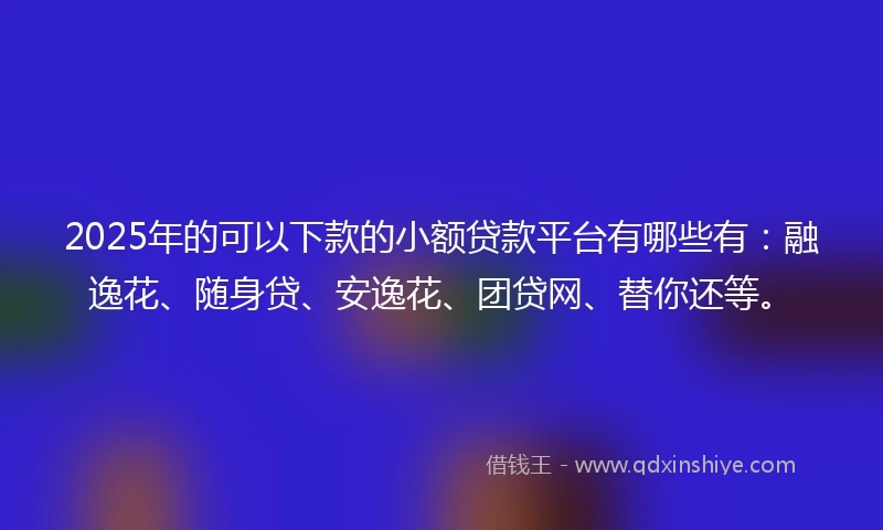 2025年的可以下款的小额贷款平台有哪些有：融逸花、随身贷、安逸花、团贷网、替你还等。