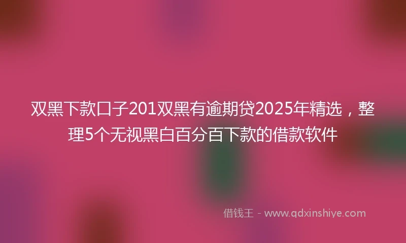 双黑下款口子201双黑有逾期贷2025年精选，整理5个无视黑白百分百下款的借款软件