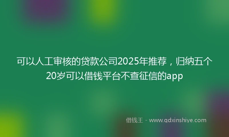 可以人工审核的贷款公司2025年推荐，归纳五个20岁可以借钱平台不查征信的app
