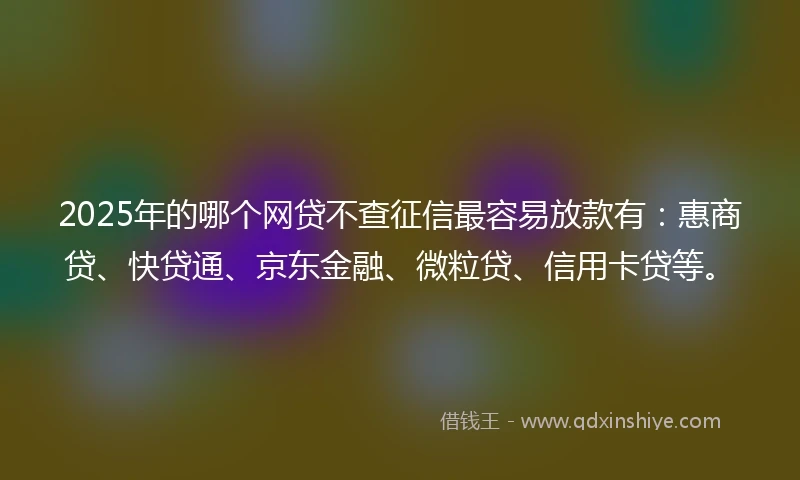 2025年的哪个网贷不查征信最容易放款有：惠商贷、快贷通、京东金融、微粒贷、信用卡贷等。