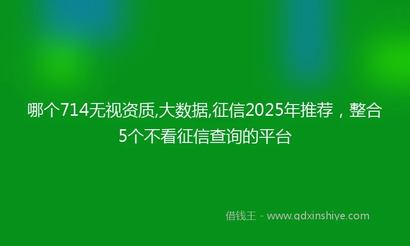 哪个714无视资质,大数据,征信2025年推荐，整合5个不看征信查询的平台