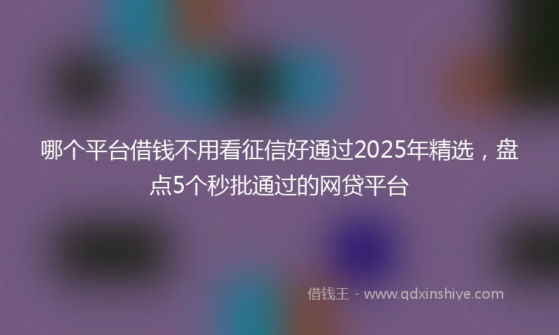 哪个平台借钱不用看征信好通过2025年精选，盘点5个秒批通过的网贷平台