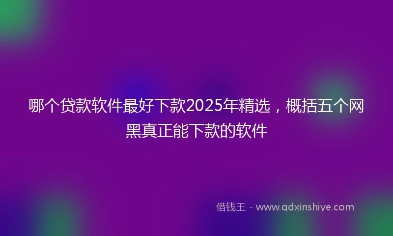 哪个贷款软件最好下款2025年精选，概括五个网黑真正能下款的软件