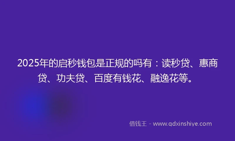2025年的启秒钱包是正规的吗有：读秒贷、惠商贷、功夫贷、百度有钱花、融逸花等。