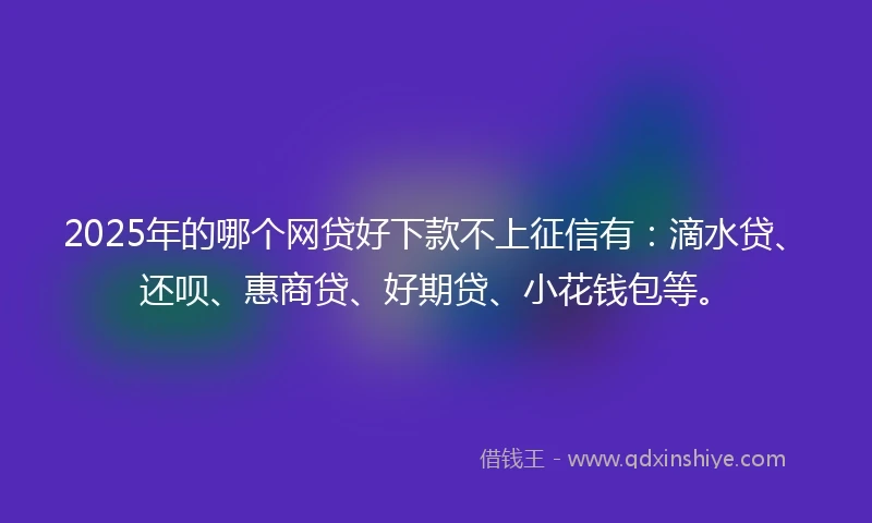 2025年的哪个网贷好下款不上征信有：滴水贷、还呗、惠商贷、好期贷、小花钱包等。