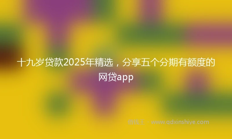 十九岁贷款2025年精选，分享五个分期有额度的网贷app
