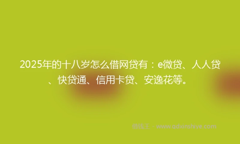 2025年的十八岁怎么借网贷有:e微贷、人人贷、快贷通、信用卡贷、安逸花等。