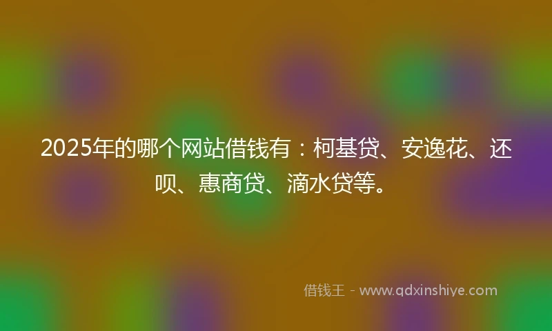 2025年的哪个网站借钱有：柯基贷、安逸花、还呗、惠商贷、滴水贷等。