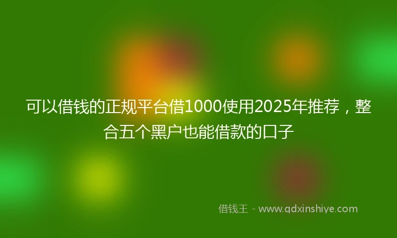 可以借钱的正规平台借1000使用2025年推荐，整合五个黑户也能借款的口子