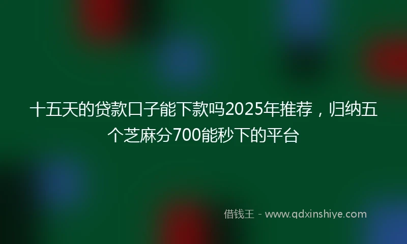 十五天的贷款口子能下款吗2025年推荐，归纳五个芝麻分700能秒下的平台