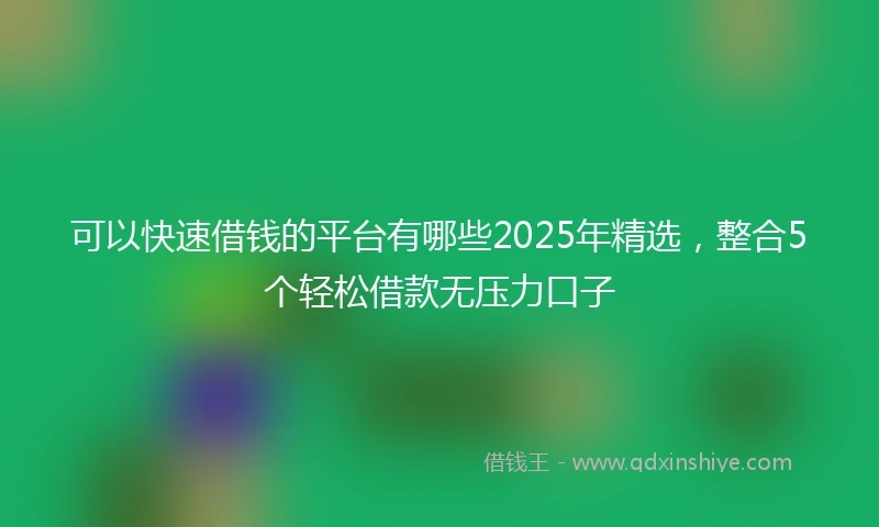 可以快速借钱的平台有哪些2025年精选，整合5个轻松借款无压力口子