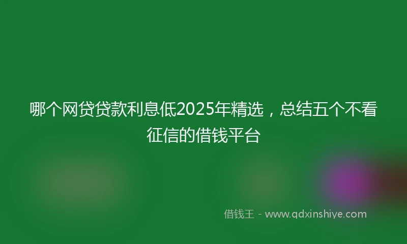 哪个网贷贷款利息低2025年精选，总结五个不看征信的借钱平台