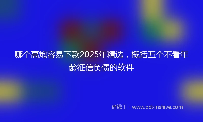 哪个高炮容易下款2025年精选，概括五个不看年龄征信负债的软件