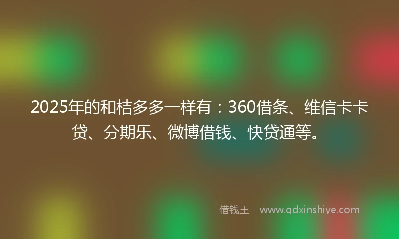 2025年的和桔多多一样有：360借条、维信卡卡贷、分期乐、微博借钱、快贷通等。