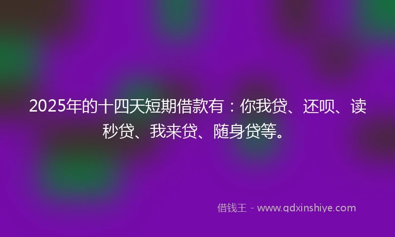 2025年的十四天短期借款有：你我贷、还呗、读秒贷、我来贷、随身贷等。