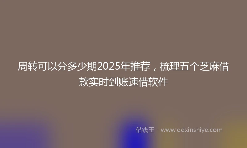 周转可以分多少期2025年推荐，梳理五个芝麻借款实时到账速借软件