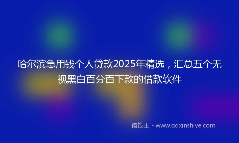 哈尔滨急用钱个人贷款2025年精选，汇总五个无视黑白百分百下款的借款软件