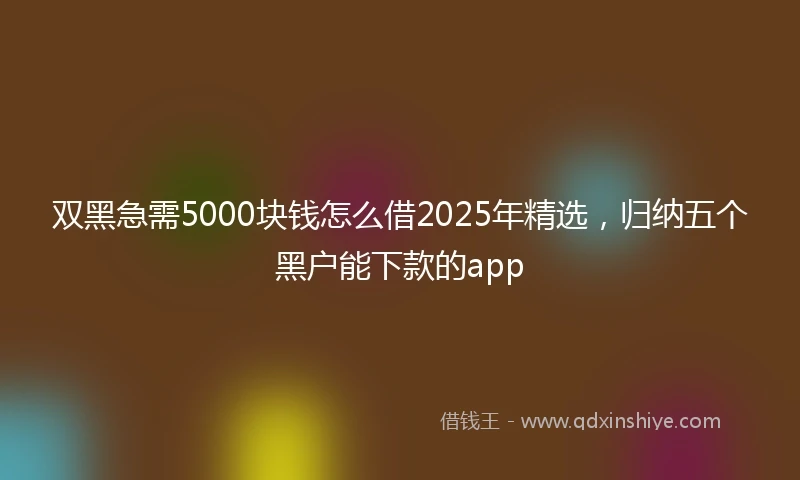 双黑急需5000块钱怎么借2025年精选，归纳五个黑户能下款的app