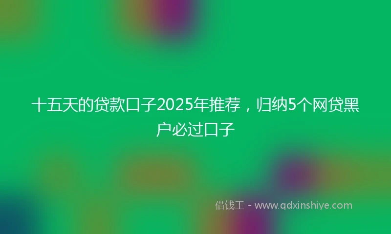 十五天的贷款口子2025年推荐，归纳5个网贷黑户必过口子