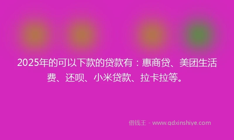 2025年的可以下款的贷款有：惠商贷、美团生活费、还呗、小米贷款、拉卡拉等。