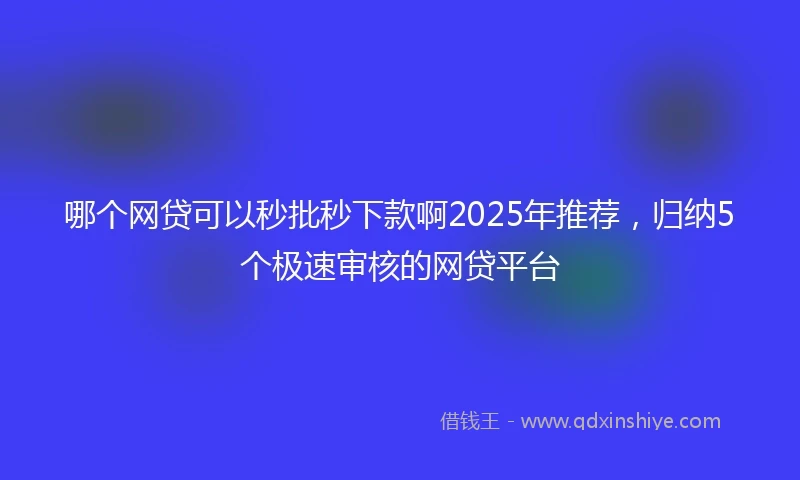 哪个网贷可以秒批秒下款啊2025年推荐，归纳5个极速审核的网贷平台