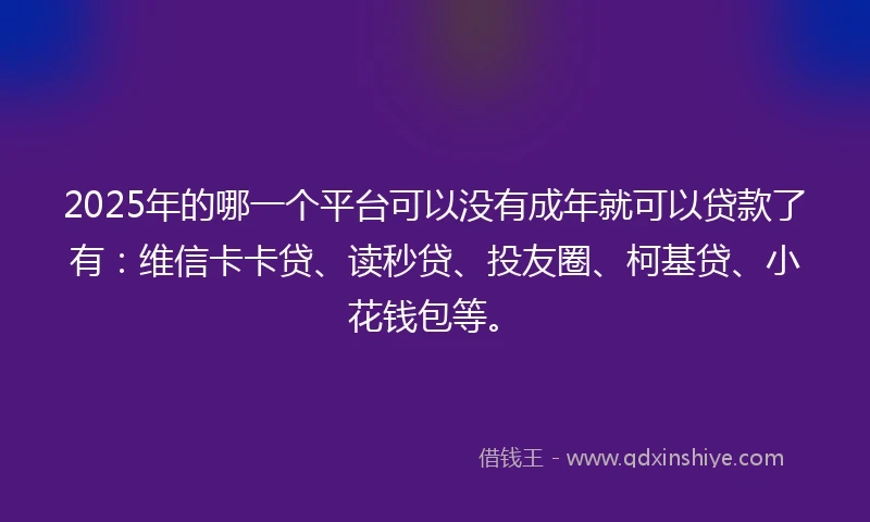 2025年的哪一个平台可以没有成年就可以贷款了有：维信卡卡贷、读秒贷、投友圈、柯基贷、小花钱包等。