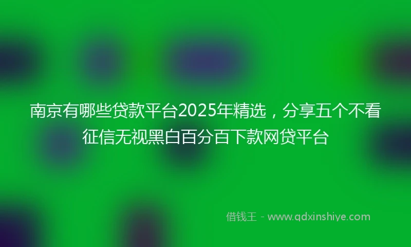 南京有哪些贷款平台2025年精选，分享五个不看征信无视黑白百分百下款网贷平台