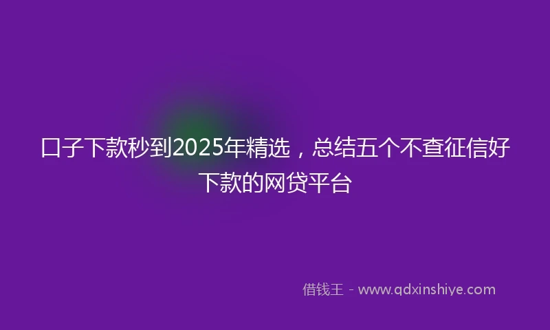 口子下款秒到2025年精选，总结五个不查征信好下款的网贷平台